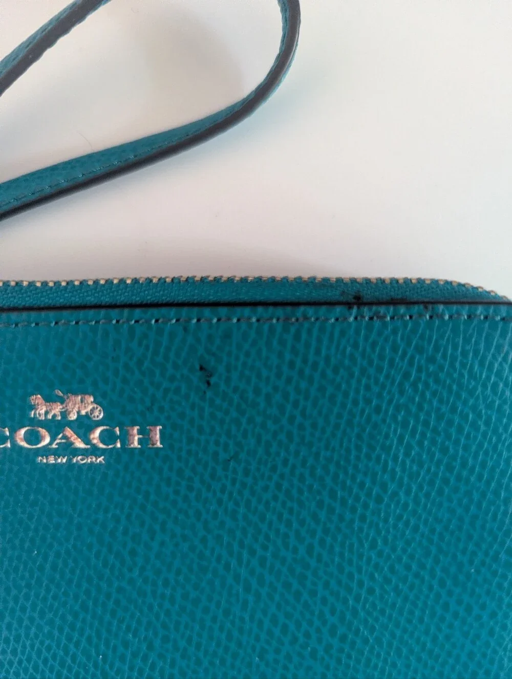 Coach Teal Leather Wristlet